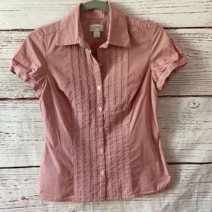 Ann Taylor Loft Red Striped Short Sleeve Top 0
